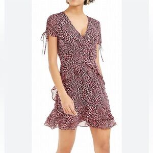 Bar III Pink V-neck Ruffled Dress